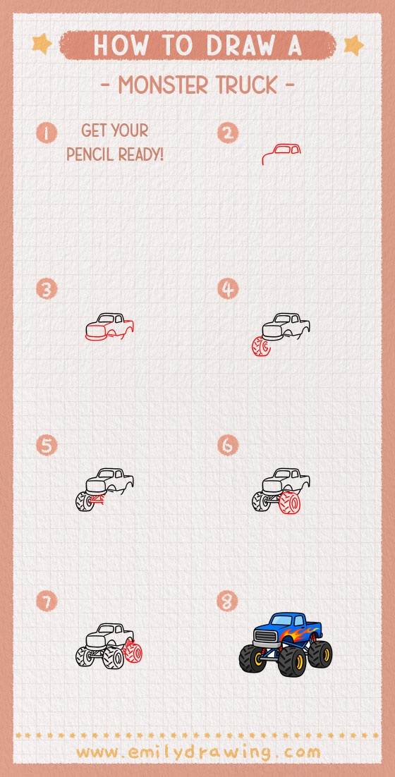 how to draw a monster truck pinterest pin